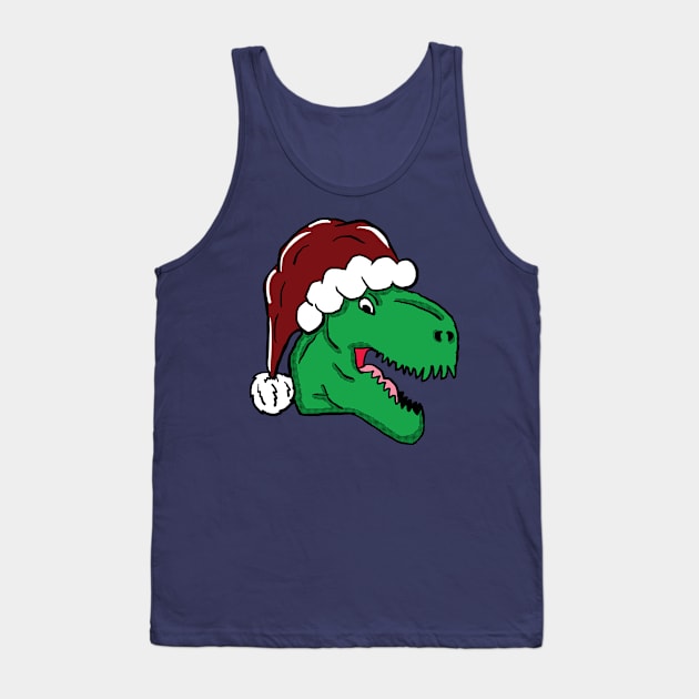 Santa Hat T-Rex Tank Top by Eric03091978